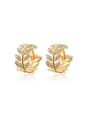 thumb Exquisite 14K Gold Plated Willow Leave Shaped Stud Earrings 0