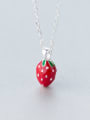 thumb S925 silver fashion small strawberry necklace 0