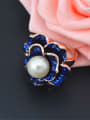thumb Fashion Exaggerated Blue Flower Artificial Pearl Alloy Ring 3