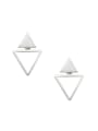 thumb Fashion Personalized Double Triangle Silver Stud Earrings 0