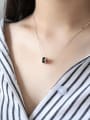 thumb Sterling Silver minimalist geometric black and white zircons short necklace 1