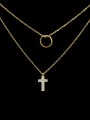 thumb Double Layer Cross Shaped Titanium Necklace 0
