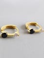 thumb Sterling silver plated 18K gold personality zircon earrings 0