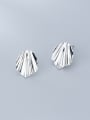 thumb 925 Sterling Silver With White Platinum Plated Simplistic Irregular Stud Earrings 0