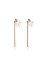 thumb Elegant Rose Gold Plated Artificial Pearl Titanium Drop Earrings 0