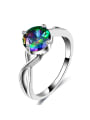 thumb Elegant Multi-color Glass Bead Cross Ring 0