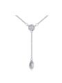 thumb Simple White austrian Crystals Alloy Necklace 0