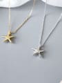 thumb Sterling Silver simple starfish silver gold necklace two color optional 2