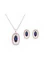 thumb Alloy Rose Gold Plated Fashion Artificial Stones Hollow Oval-shaped Two Pieces Jewelry Set 0