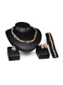 thumb Alloy Imitation-gold Plated Fashion Rhinestones Hollow Circles Four Pieces Jewelry Set 0