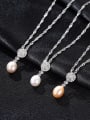 thumb Sterling Silver AAA zircon 7-8mm natural freshwater pearl necklace 0