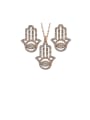 thumb Copper With Rose Gold Plated Simplistic Hand Earrings And Necklaces 2 Piece Jewelry Set 1