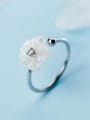 thumb Elegant Open Design Flower Shaped Shell Silver Ring 0