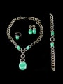 thumb Oval Artificial Stones Colorfast Four Pieces Jewelry Set 1