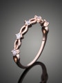 thumb Simple Rose Gold Plated Cubic Zirconias Copper Ring 0