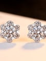 thumb Sterling silver fashion shine zircon flower earrings 2