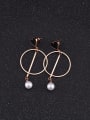 thumb Fashion Hollow Round Artificial Pearl Black Heart Drop Earrings 2