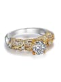 thumb Fashion White Cubic Zirconias Double Color Plated Copper Ring 2