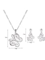 thumb Alloy White Gold Plated Fashion Rhinestones Butterfly Two Pieces Jewelry Set 2