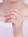 thumb Fashion Shiny Zirconias Heart 925 Silver Opening Ring 1