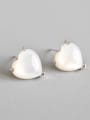 thumb 925 Sterling Silver Classic Heart shell Stud Earrings 0