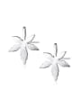 thumb Temperament Leaf Shaped Silver Stud Earrings 0