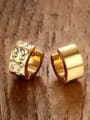 thumb All-match Gold Plated Rhinestone Titanium Clip Earrings 1