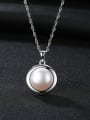 thumb Pure silver natural pearl  minimalist round design necklace 0