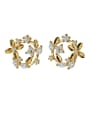 thumb 925 Sterling Silver With Gold Plated Personality Flower Stud Earrings 0
