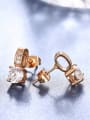 thumb All-match Rose Gold Plated Zircon Stud Earrings 1