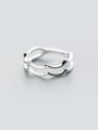 thumb Temperament Double Wave Shaped S925 Silver Ring 0