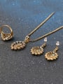 thumb Antique Gold Plated Black Resin stones White Rhinestones Three Pieces Jewelry Set 1