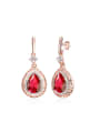 thumb Women Red Water Drop Glass Stone Drop Earrings 0