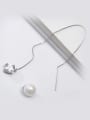 thumb S925 silver pearl zircon personerlity line threader earring 2