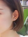 thumb Simple Slim Wave Line Flowery Line Earrings 1