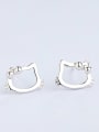 thumb Tiny Personalized Hollow Hello Kitty 925 Silver Stud Earrings 0