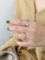 thumb 925 Sterling Silver With  Artificial Pearl Simplistic Round Free Size Rings 2