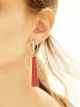 thumb Retro style Hollow Round Red Wood Drop Earrings 1