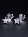 thumb Shiny Stone-studded Little Star 925 Silver Stud Earrings 0