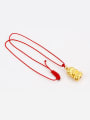 thumb Copper Alloy 24K Gold Plated Laughing Buddha Red String Necklace 1