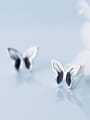 thumb 925 Sterling Silver With Silver Plated Simplistic Black Gradient Butterfly Stud Earrings 0