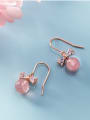 thumb 925 Sterling Silver With Strawberry  Crystal  Simplistic Bowknot Hook Earrings 3