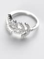thumb All-match Leaf Shaped Zircon S925 Silver Ring 1