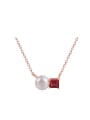 thumb Natural Freshwater Pearl Red Garnet Rose Gold Plated Necklace 0