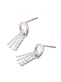 thumb Simple 925 Silver Short Tassels Stud Earrings 0