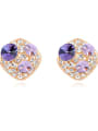 thumb Fashion Cubic austrian Crystals Champagne Gold Plated Stud Earrings 3