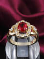 thumb Elegant Red 18K Gold Plated Zircon Geometric Shaped Ring 1