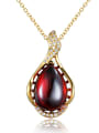 thumb Red 18K Gold Plated Water Drop Opal Necklace 0