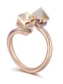 thumb Simple Cubic austrian Crystals Champagne Gold Plated Ring 2