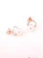 thumb Rose Gold Plated Artificial Pearls Stud Earrings 1